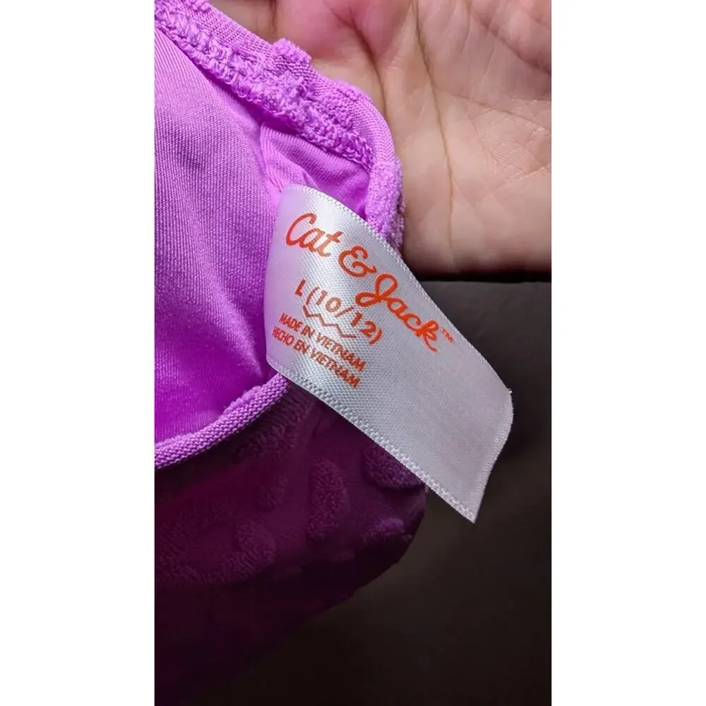 Cat & Jack Purple Bikini with Textured Leopard Print Girls Size L 10-12